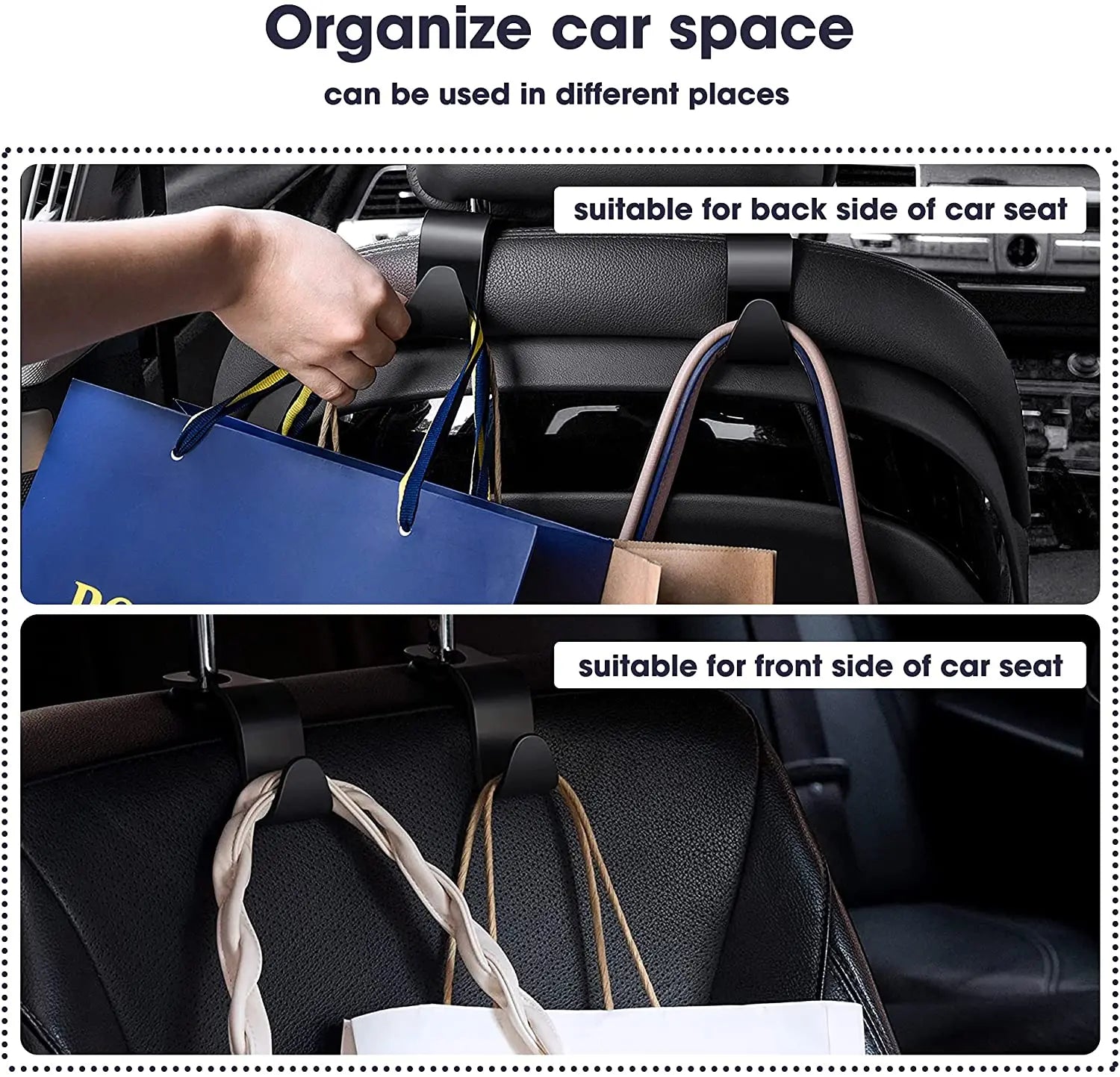 Car Backseat Storage Hooks – Multi-Purpose Hanger for Handbags & Accessories