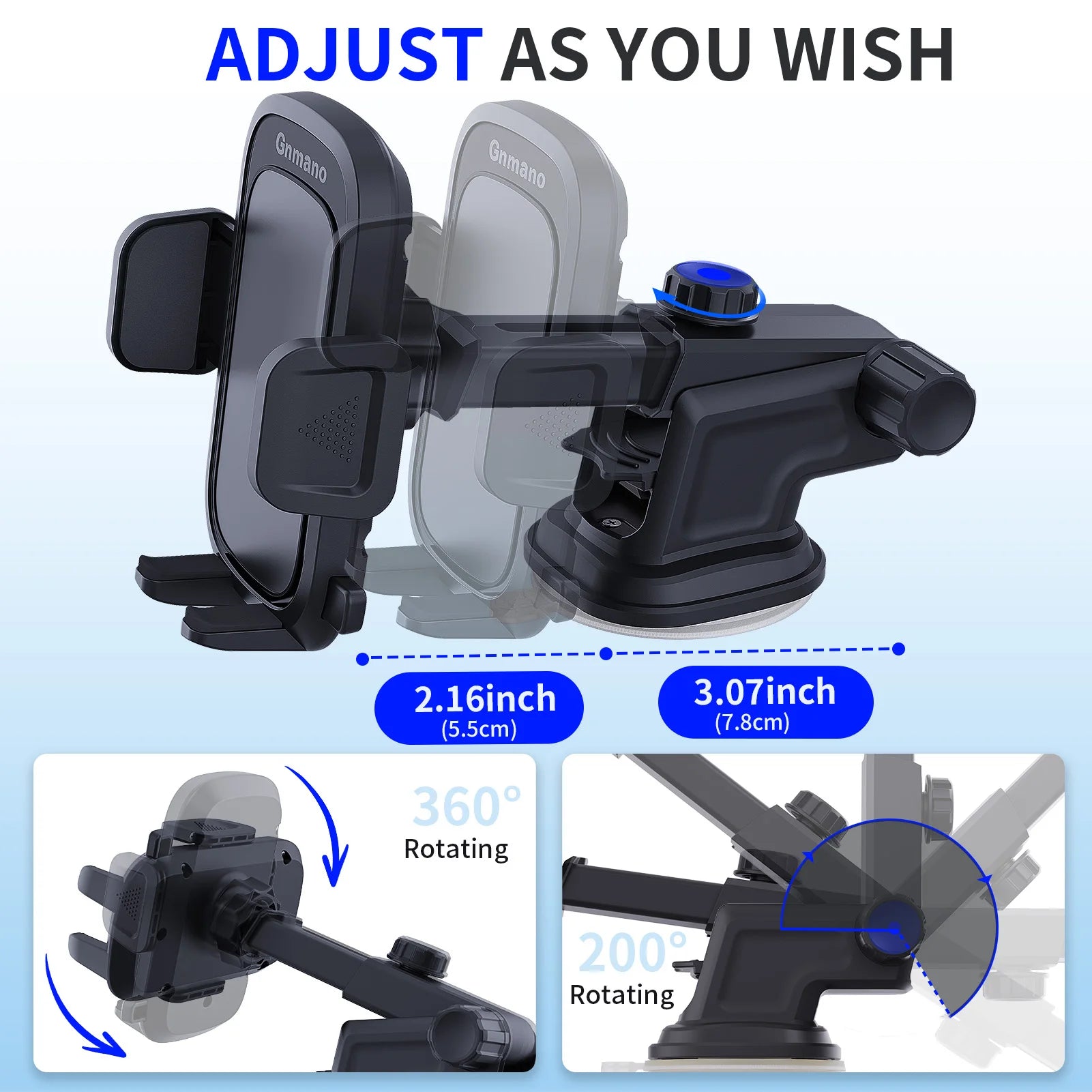 360° Car Phone Holder – Strong Suction Stand for iPhone 16 & All Smartphones