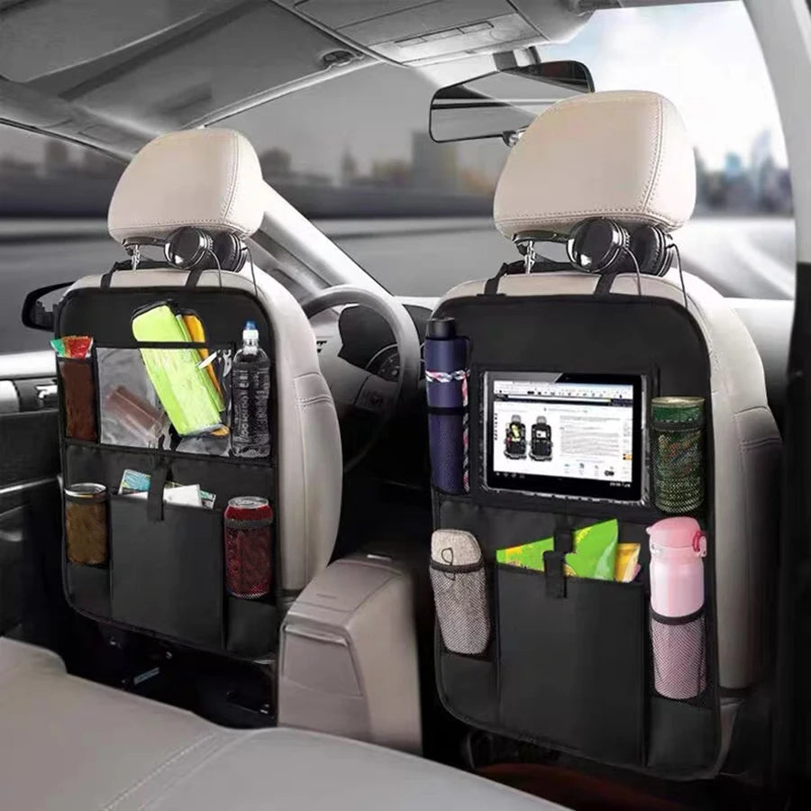 Large Multi-Grid Car Seat Back Organizer – Black Hanging Storage Bag