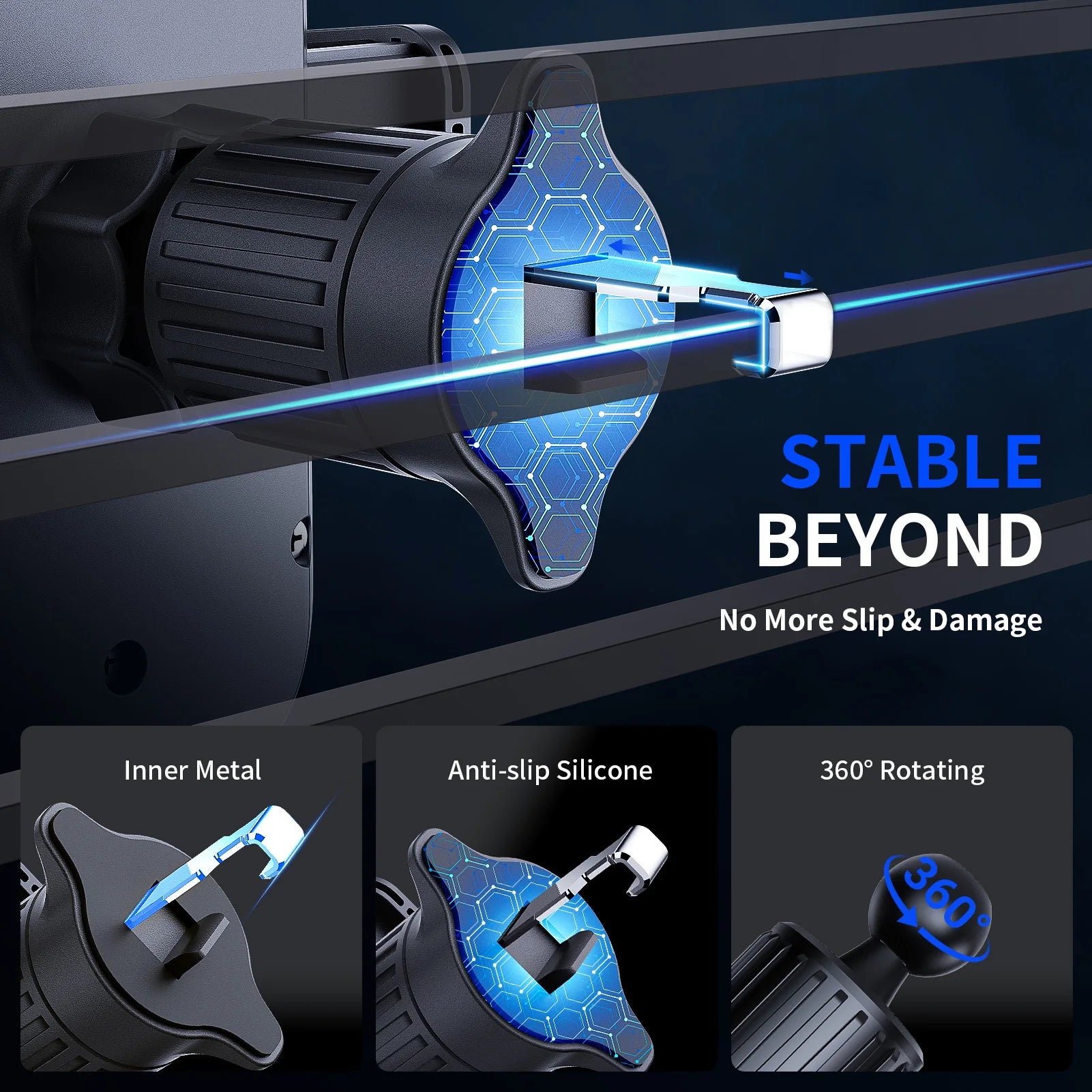 360° Car Phone Holder – Strong Suction Stand for iPhone 16 & All Smartphones