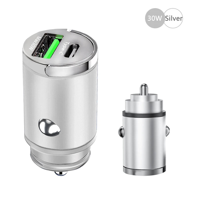 100W Mini Car Charger – Fast PD & QC3.0 USB-C for iPhone, Samsung