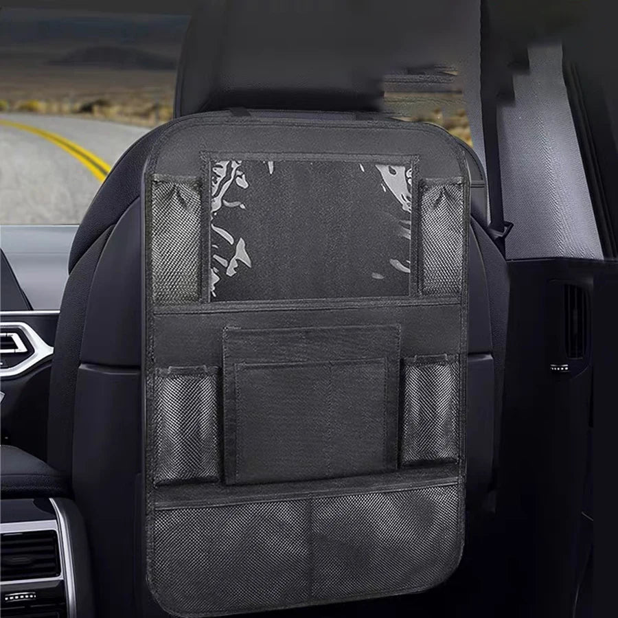 Large Multi-Grid Car Seat Back Organizer – Black Hanging Storage Bag