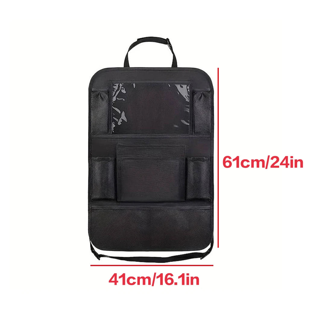 Large Multi-Grid Car Seat Back Organizer – Black Hanging Storage Bag