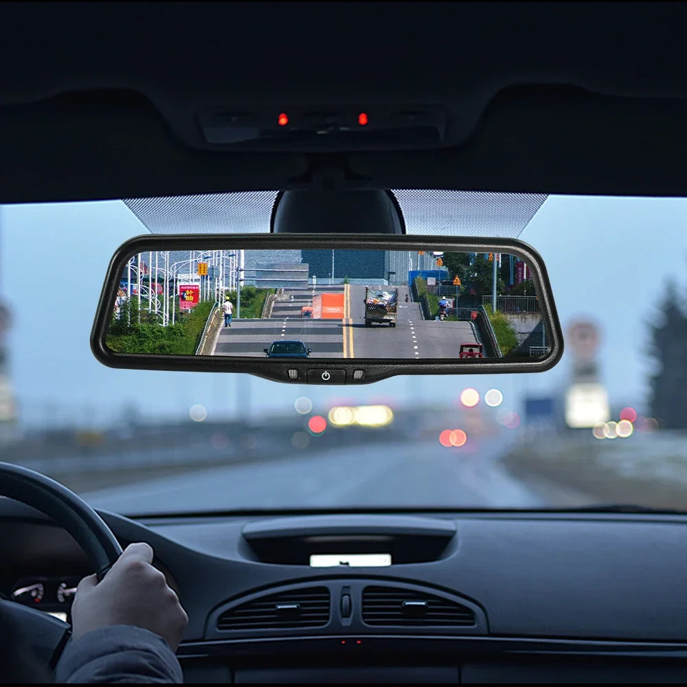 9.66” AHD 1080P Car Rear View Mirror – Full Screen Monitor with Auto Brightness