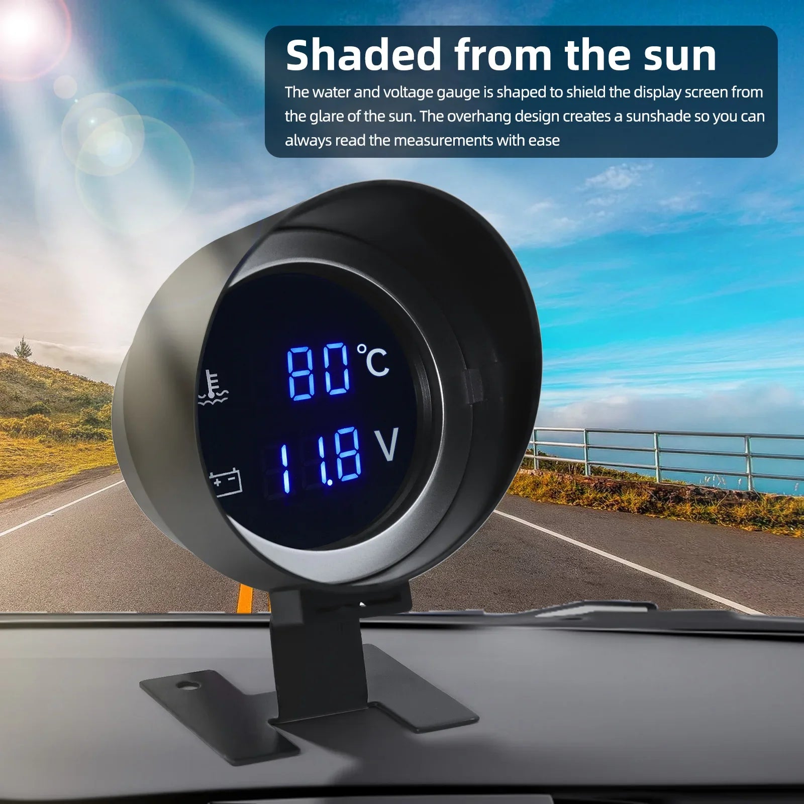 2-in-1 LED Digital Water Temp & Voltmeter – 12V/24V Car & Truck Gauge