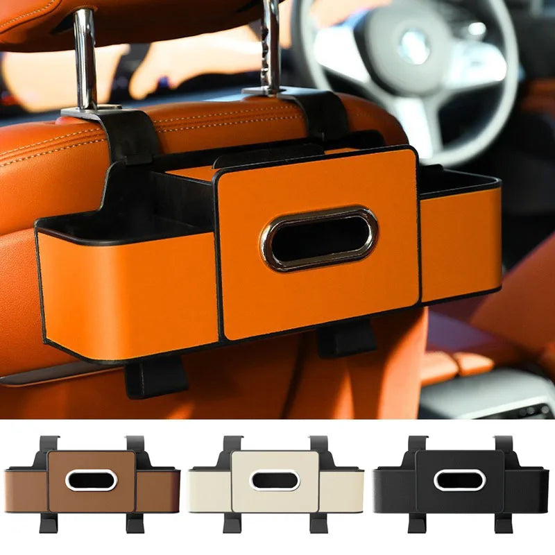 Car Backseat Storage Organizer – Tidy Hanging Box for Tissue, Phone & Drinks