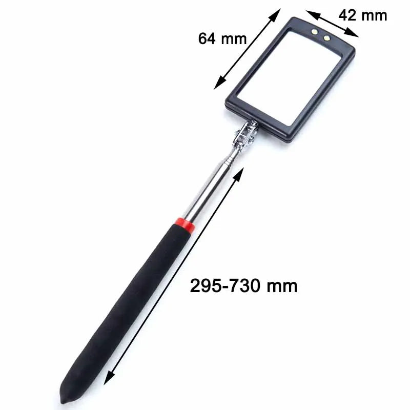360° Telescoping Inspection Mirror – LED Light Mechanic Tool for Car Repairs