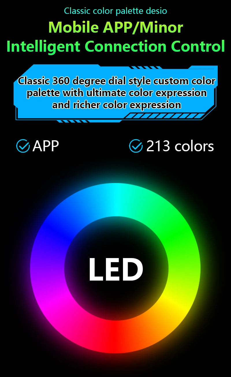 Full-Color RGB Car Interior Lighting – 18-in-1 Dual Zone Neon Acrylic Strip