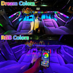 Full-Color RGB Car Interior Lighting – 18-in-1 Dual Zone Neon Acrylic Strip