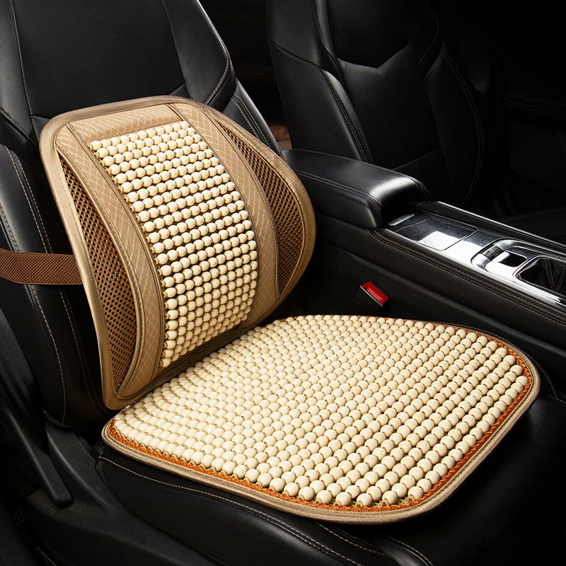 Wood Bead Car Seat Cushion – Summer Cooling & Breathable, All-Season Comfort