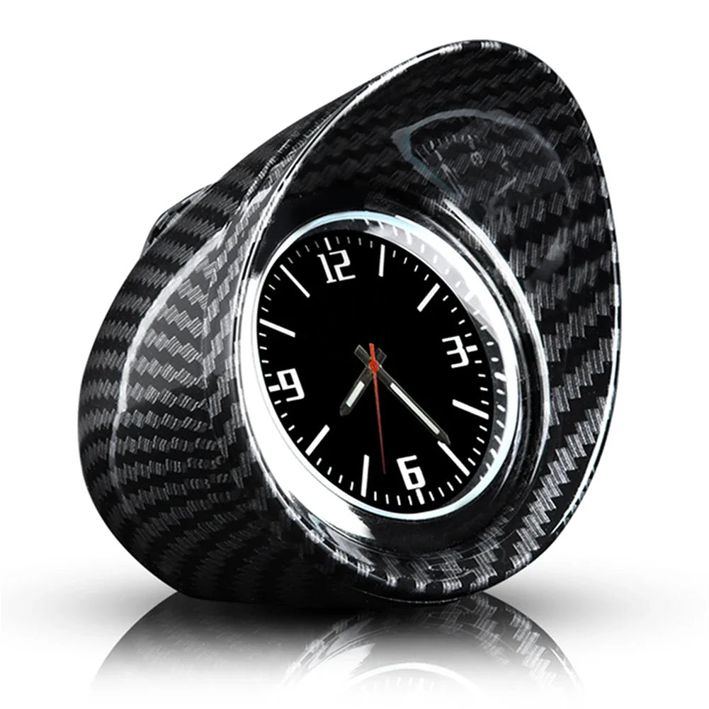 Luminous Quartz Carbon Fiber Car Clock – Mini Dashboard Waterproof Watch