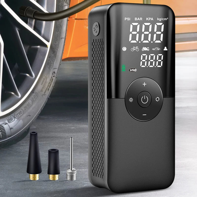 CARSUN Cordless Air Pump – Rechargeable Digital Tire Inflator for Car, Bike & Balls
