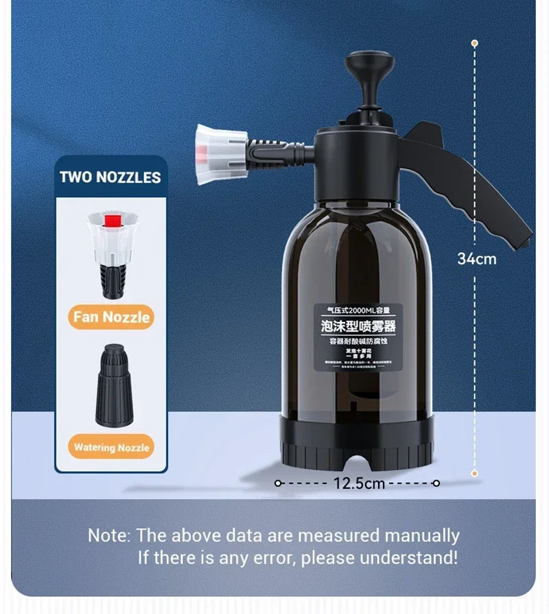 2L High-Pressure Foam Sprayer – Hand Pump Car Wash & Home Cleaning Bottle