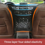 Car Storage Net Bag – Elastic Organizer & Pet Barrier Between Seats