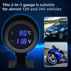 2-in-1 LED Digital Water Temp & Voltmeter – 12V/24V Car & Truck Gauge