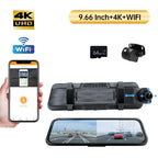 9.66” 4K Mirror Dash Cam – Dual Front & Rear View Smart Backup Camera