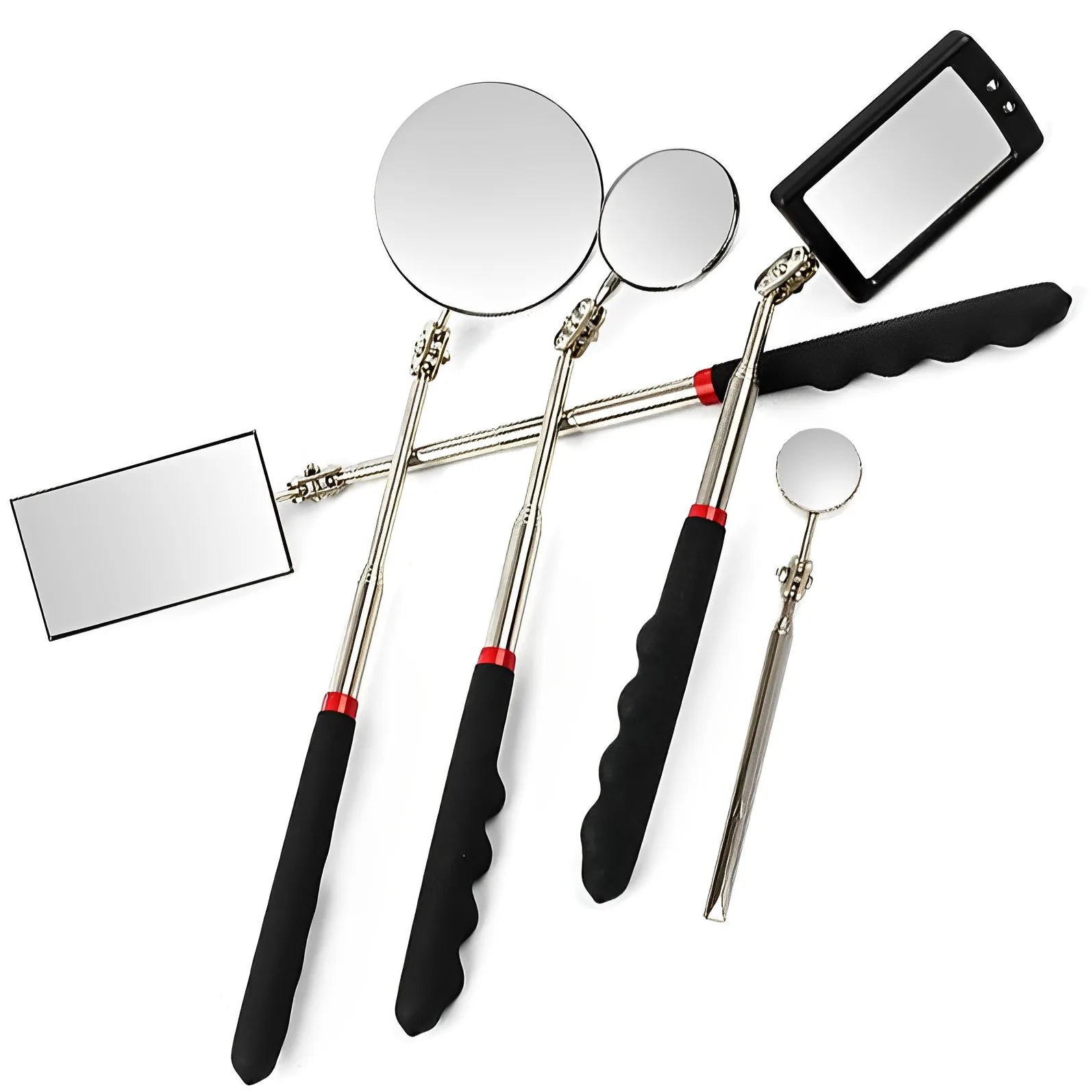 360° Telescoping Inspection Mirror – LED Light Mechanic Tool for Car Repairs