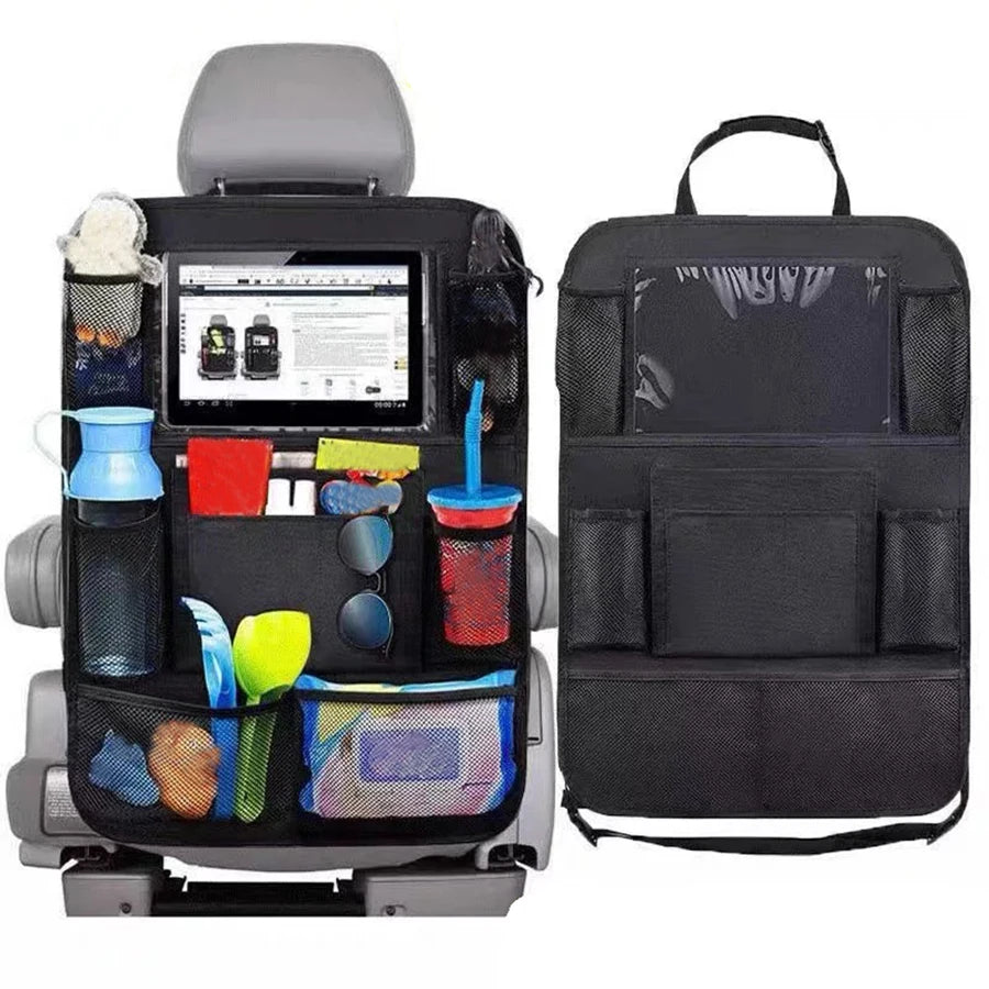Large Multi-Grid Car Seat Back Organizer – Black Hanging Storage Bag