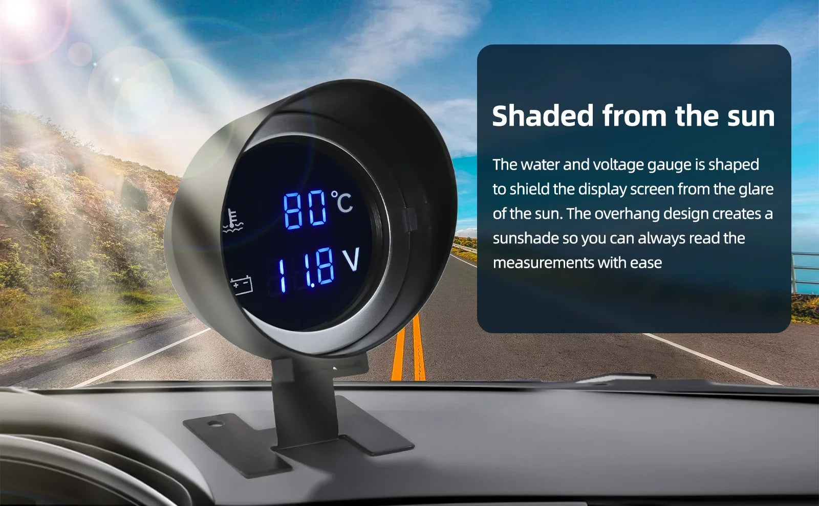 2-in-1 LED Digital Water Temp & Voltmeter – 12V/24V Car & Truck Gauge