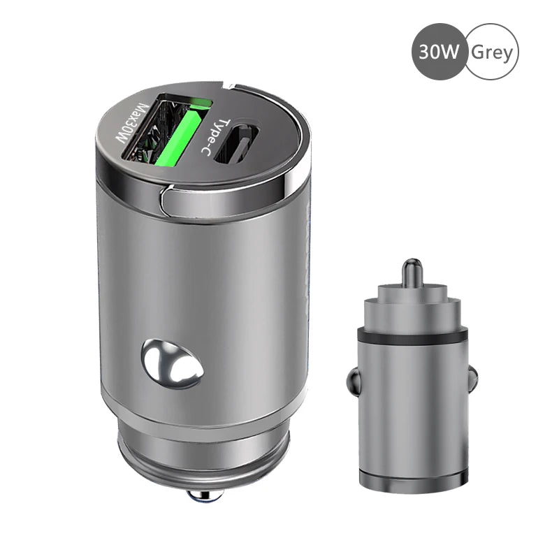 100W Mini Car Charger – Fast PD & QC3.0 USB-C for iPhone, Samsung