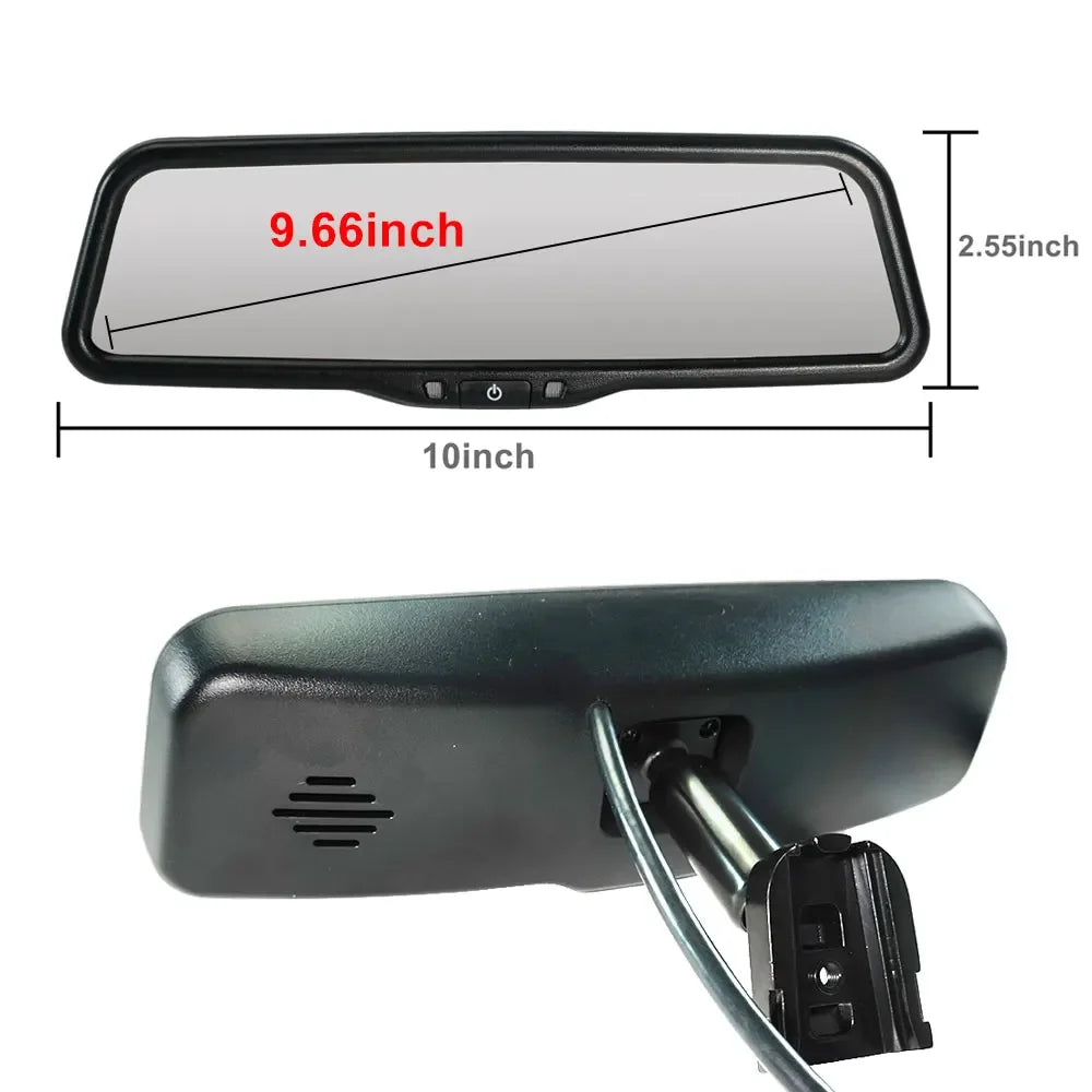 9.66” AHD 1080P Car Rear View Mirror – Full Screen Monitor with Auto Brightness