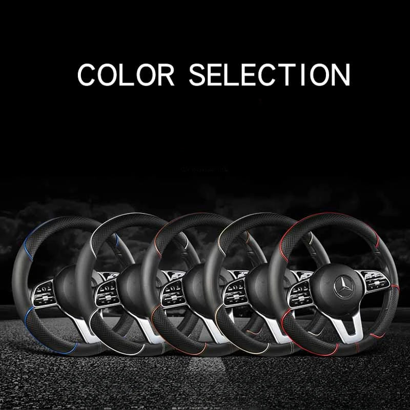 Universal Leather Steering Wheel Cover – Anti-Slip & All-Season Fit