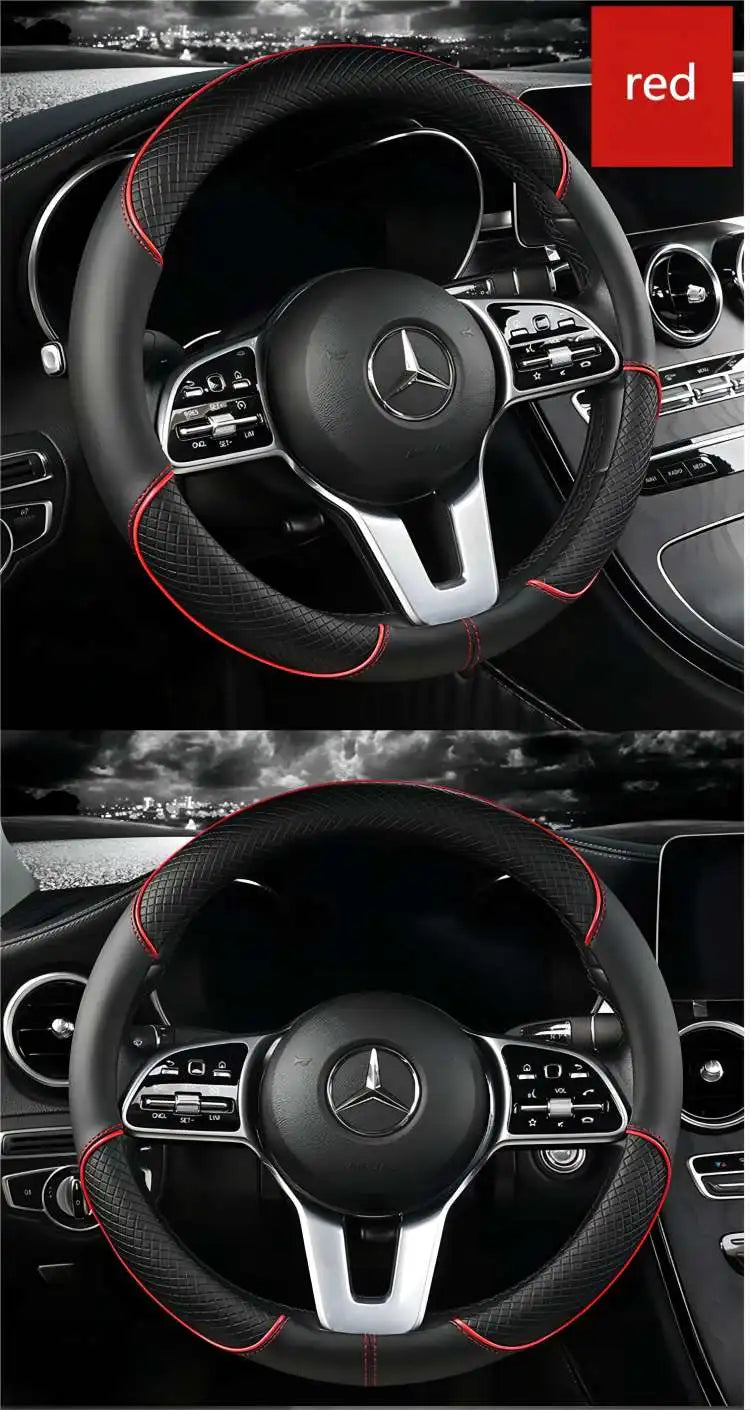 Universal Leather Steering Wheel Cover – Anti-Slip & All-Season Fit