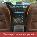 Car Storage Net Bag – Elastic Organizer & Pet Barrier Between Seats