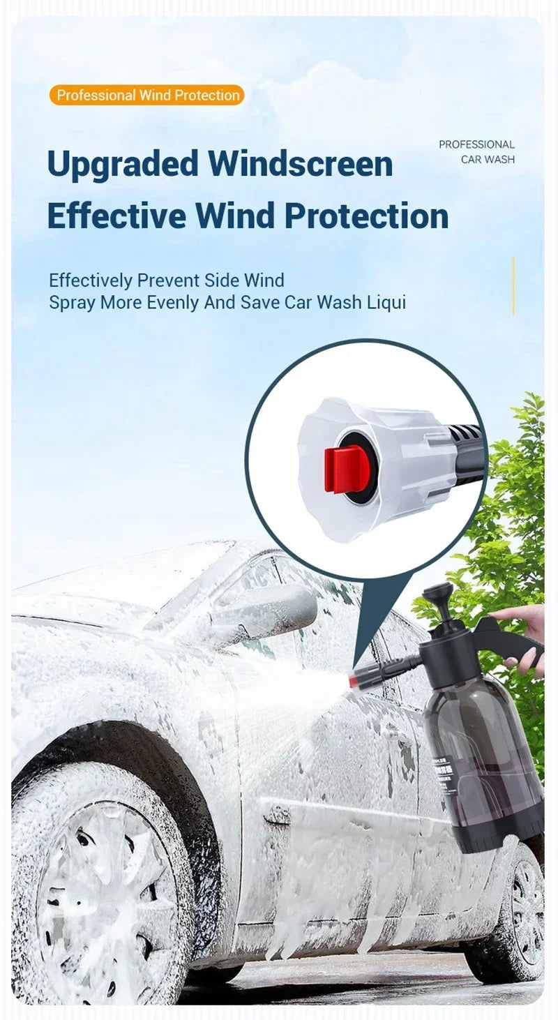 2L High-Pressure Foam Sprayer – Hand Pump Car Wash & Home Cleaning Bottle