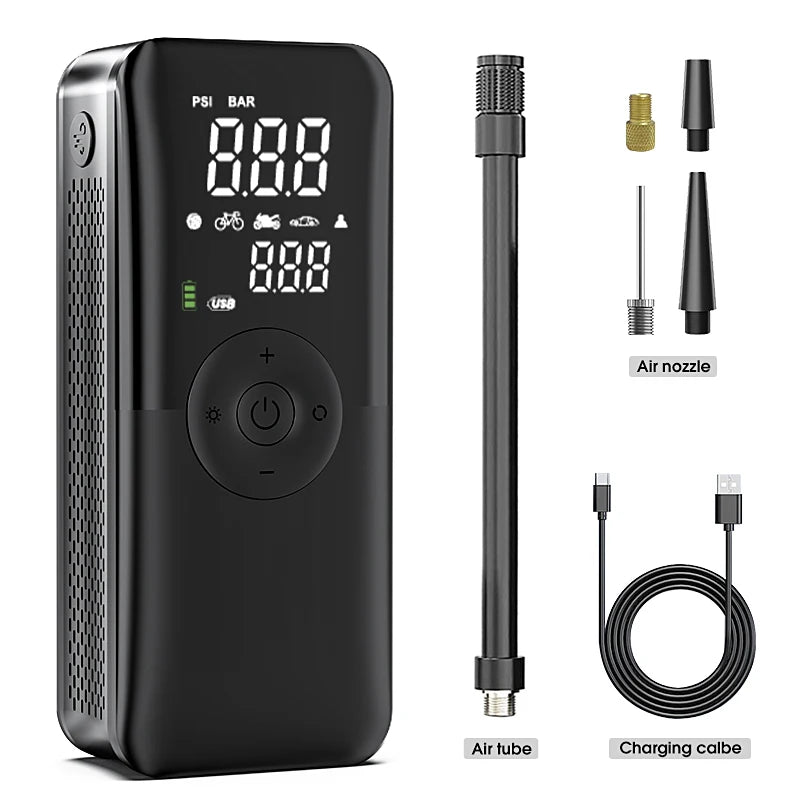 CARSUN Cordless Air Pump – Rechargeable Digital Tire Inflator for Car, Bike & Balls