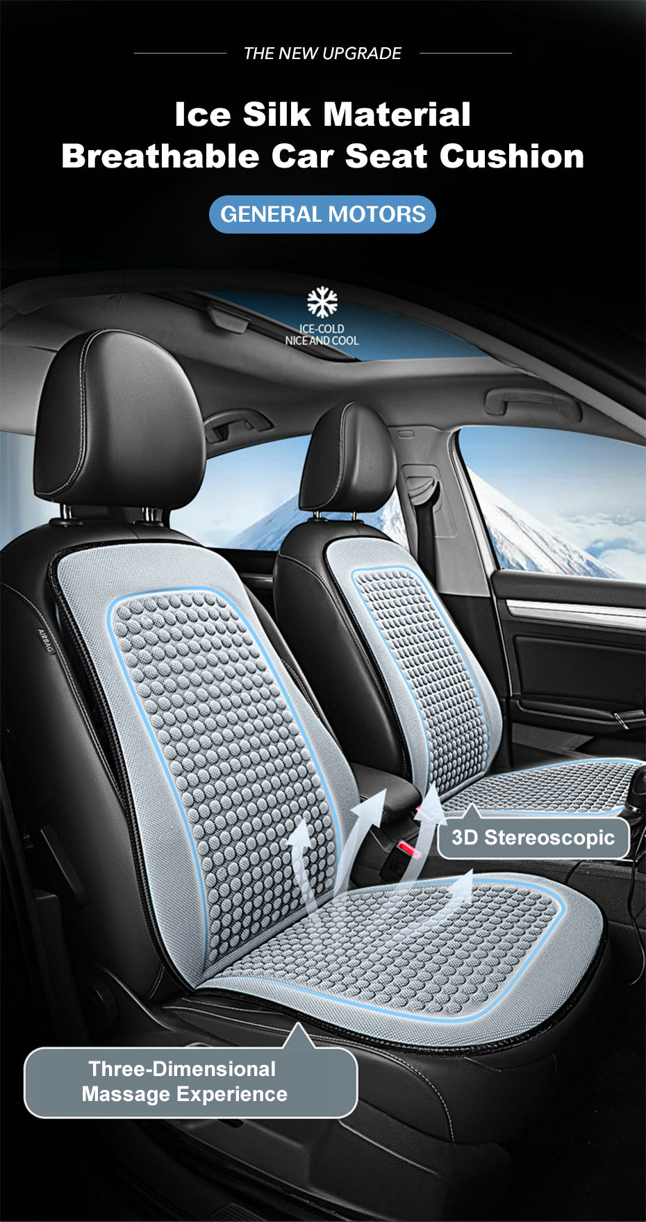 Summer Car Seat Cooling Cushion – Breathable Bump Massage Universal Pad