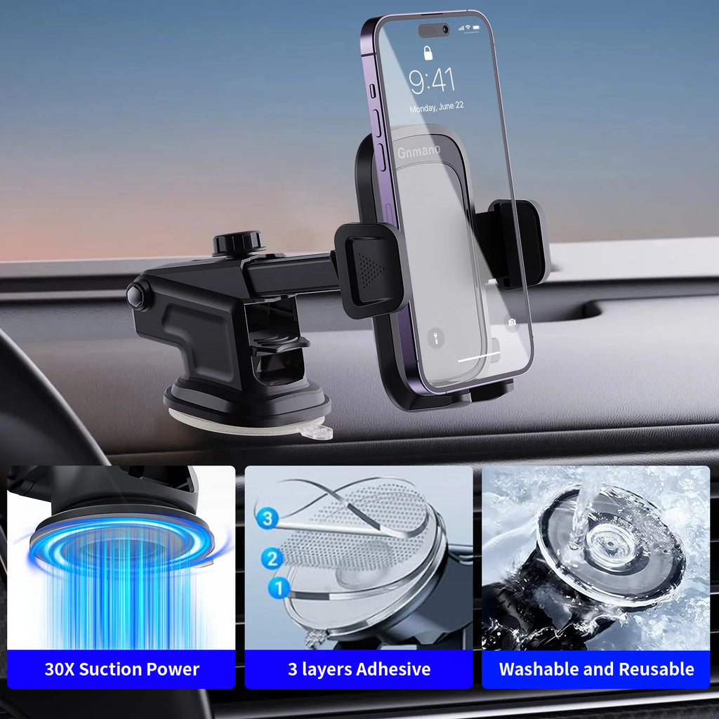 360° Car Phone Holder – Strong Suction Stand for iPhone 16 & All Smartphones