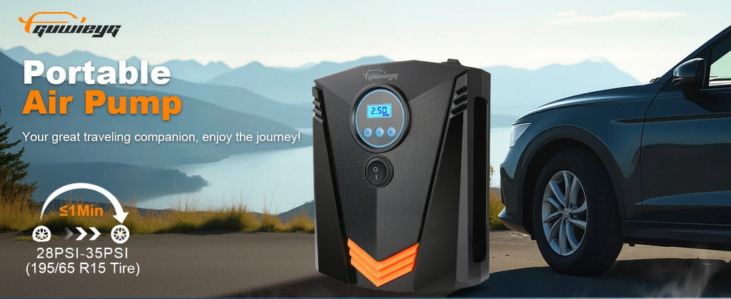 GUWIEYG DC12V Car Air Pump – 150PSI Digital Tire Inflator for Auto & Bikes