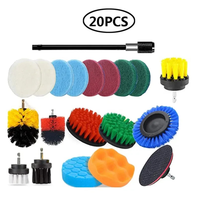 Electric Drill Brush Cleaning Kit – Multi-Purpose Scrubber Set for Car, Kitchen & Bathroom