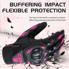 Unisex Touchscreen Moto Gloves – Pink & Black Lightweight Motorbike Gloves