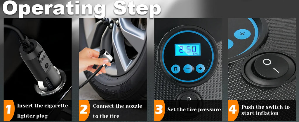 GUWIEYG DC12V Car Air Pump – 150PSI Digital Tire Inflator for Auto & Bikes