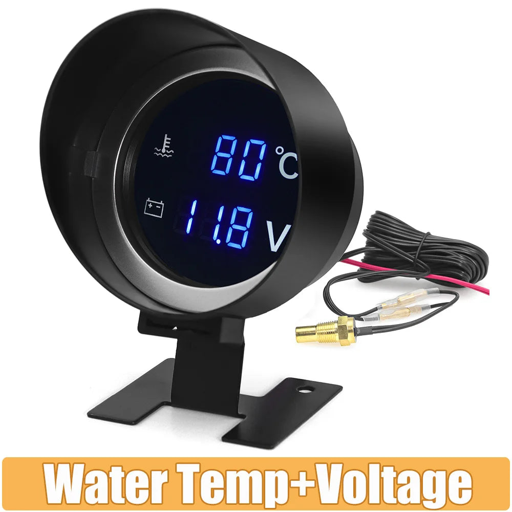2-in-1 LED Digital Water Temp & Voltmeter – 12V/24V Car & Truck Gauge