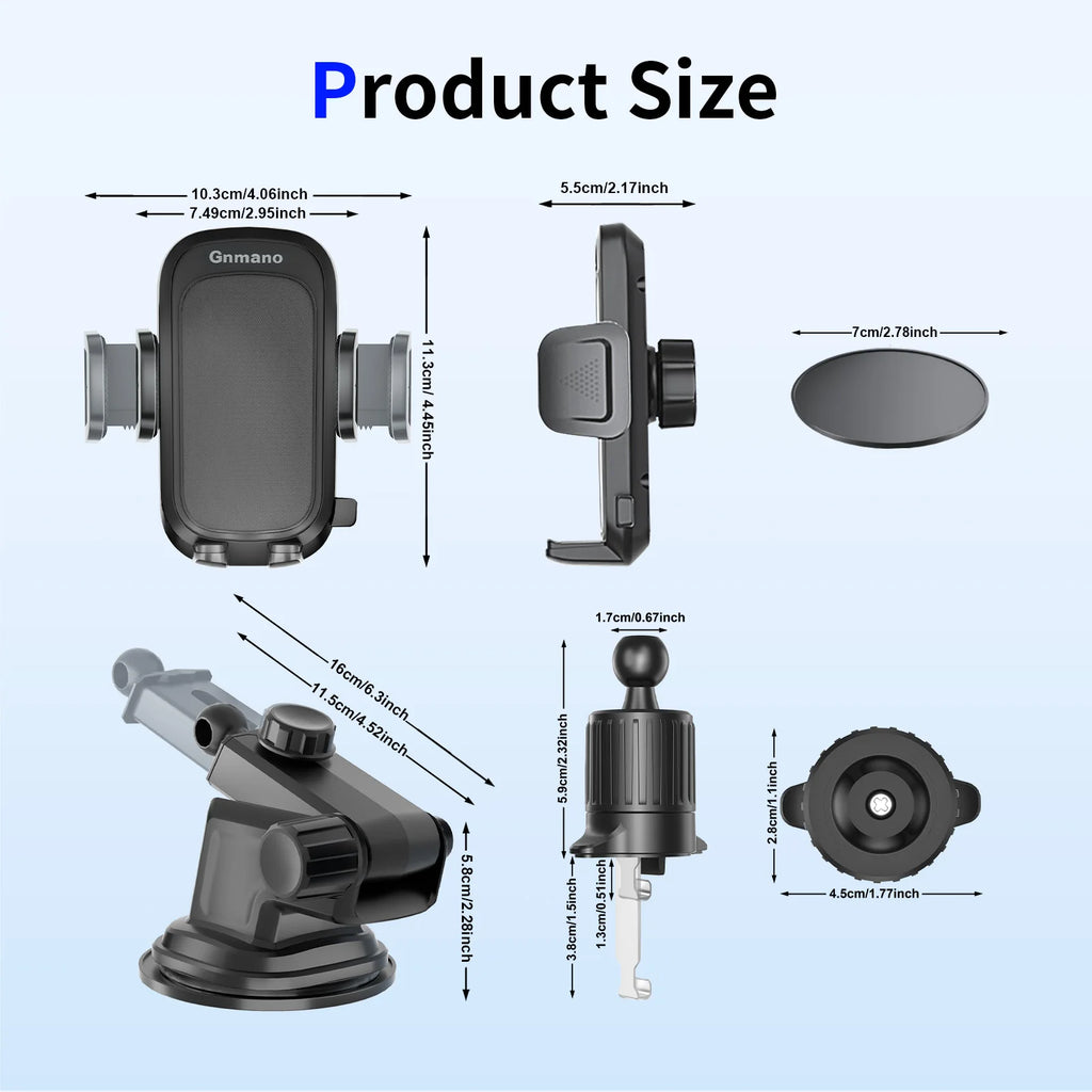 360° Car Phone Holder – Strong Suction Stand for iPhone 16 & All Smartphones