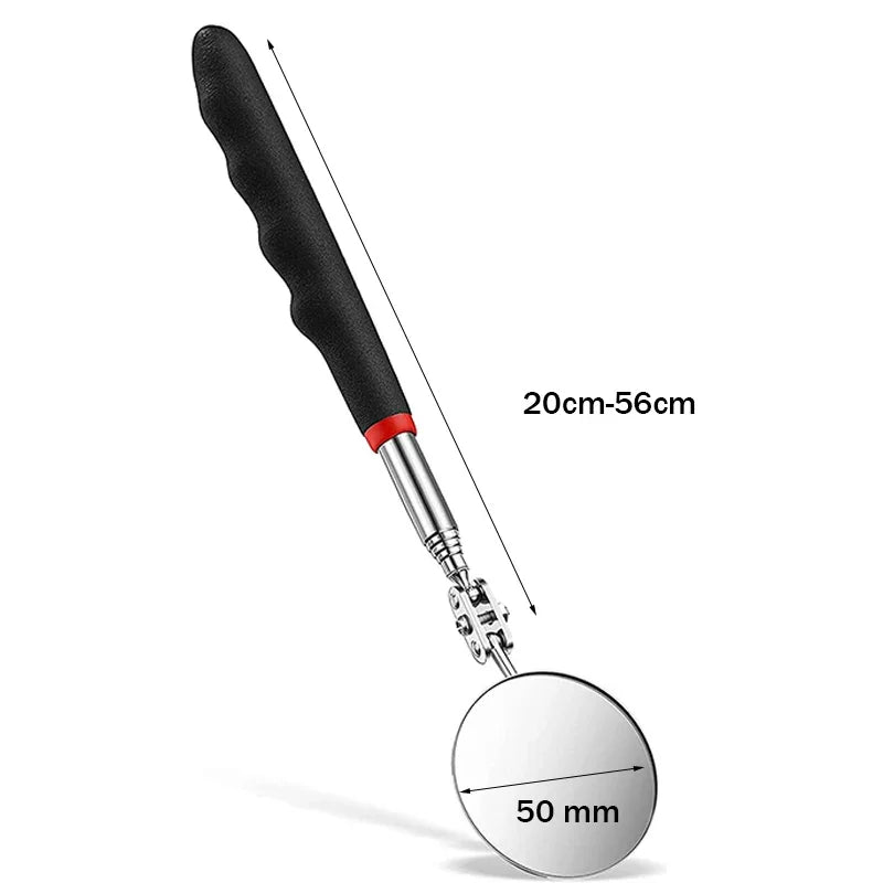 360° Telescoping Inspection Mirror – LED Light Mechanic Tool for Car Repairs