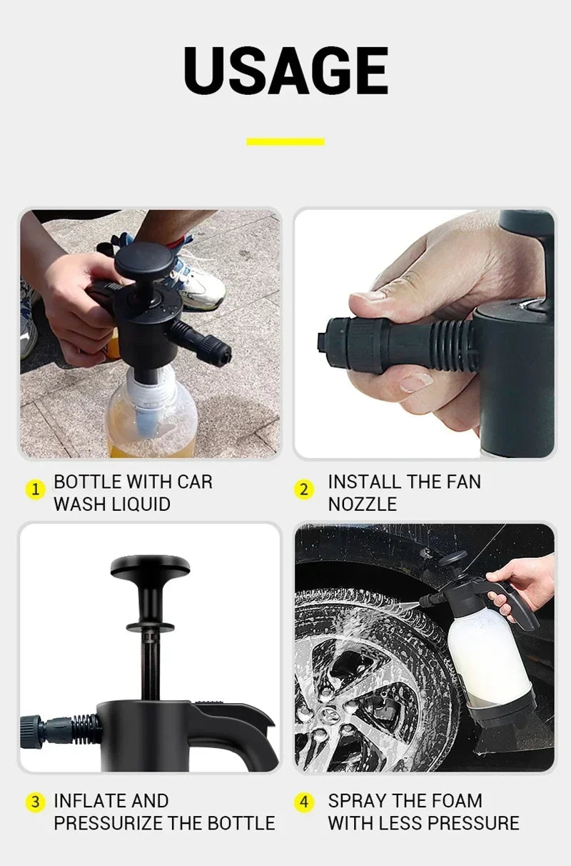 2L High-Pressure Foam Sprayer – Hand Pump Car Wash & Home Cleaning Bottle
