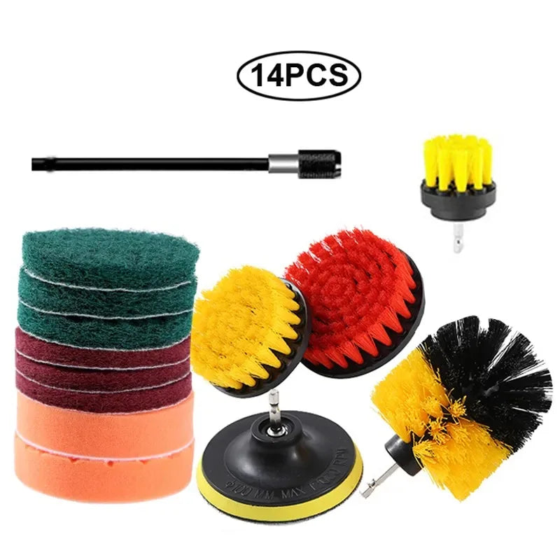 Electric Drill Brush Cleaning Kit – Multi-Purpose Scrubber Set for Car, Kitchen & Bathroom