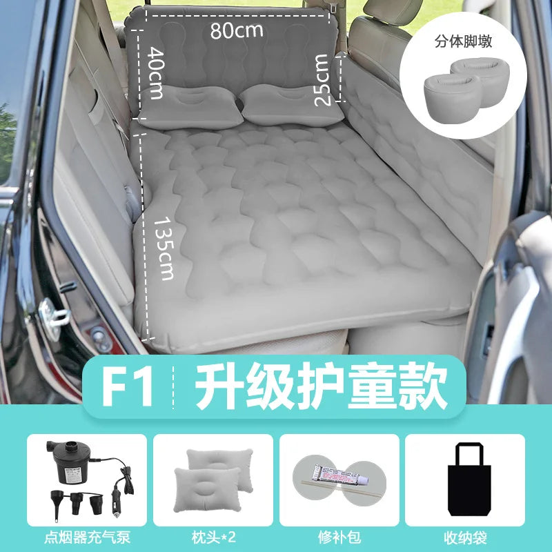 Car Travel Inflatable Air Mattress – 135x80cm Rear Seat & Trunk Universal Bed
