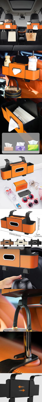 Car Backseat Storage Organizer – Tidy Hanging Box for Tissue, Phone & Drinks