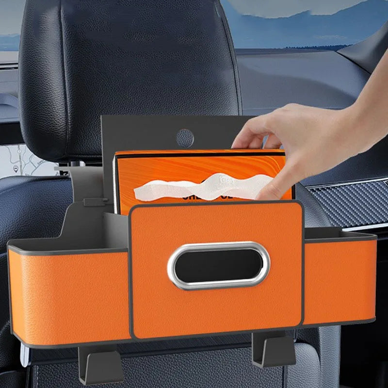 Car Backseat Storage Organizer – Tidy Hanging Box for Tissue, Phone & Drinks