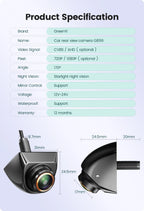GreenYi AHD 1080P Car Rear View Camera – 170° Fisheye Lens, Night Vision