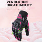 Unisex Touchscreen Moto Gloves – Pink & Black Lightweight Motorbike Gloves