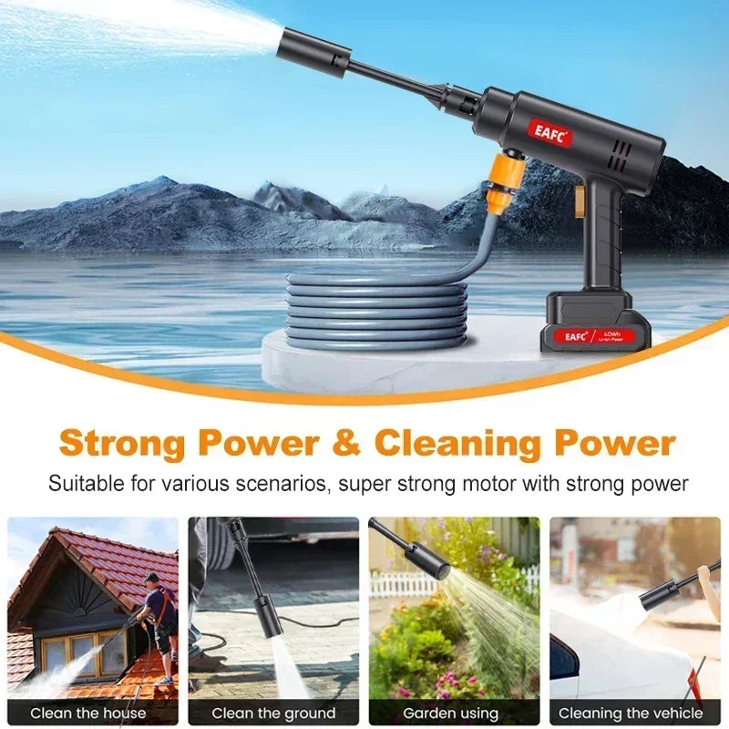 EAFC 60Bar Cordless Electric Car Wash Gun – High-Pressure Foam Spray Cleaner