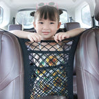 Car Storage Net Bag – Elastic Organizer & Pet Barrier Between Seats