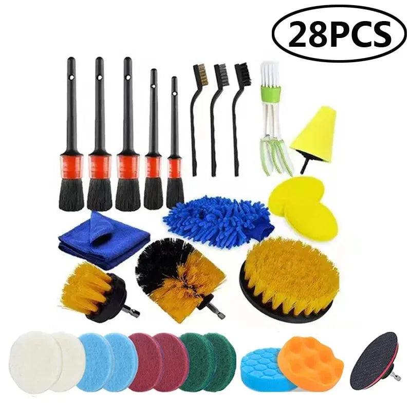Electric Drill Brush Cleaning Kit – Multi-Purpose Scrubber Set for Car, Kitchen & Bathroom