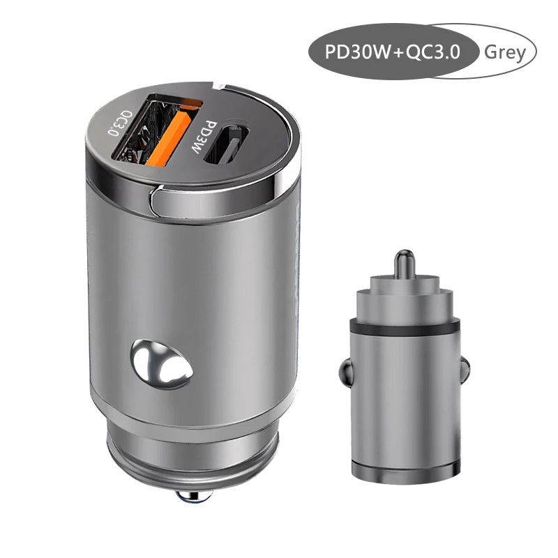 100W Mini Car Charger – Fast PD & QC3.0 USB-C for iPhone, Samsung
